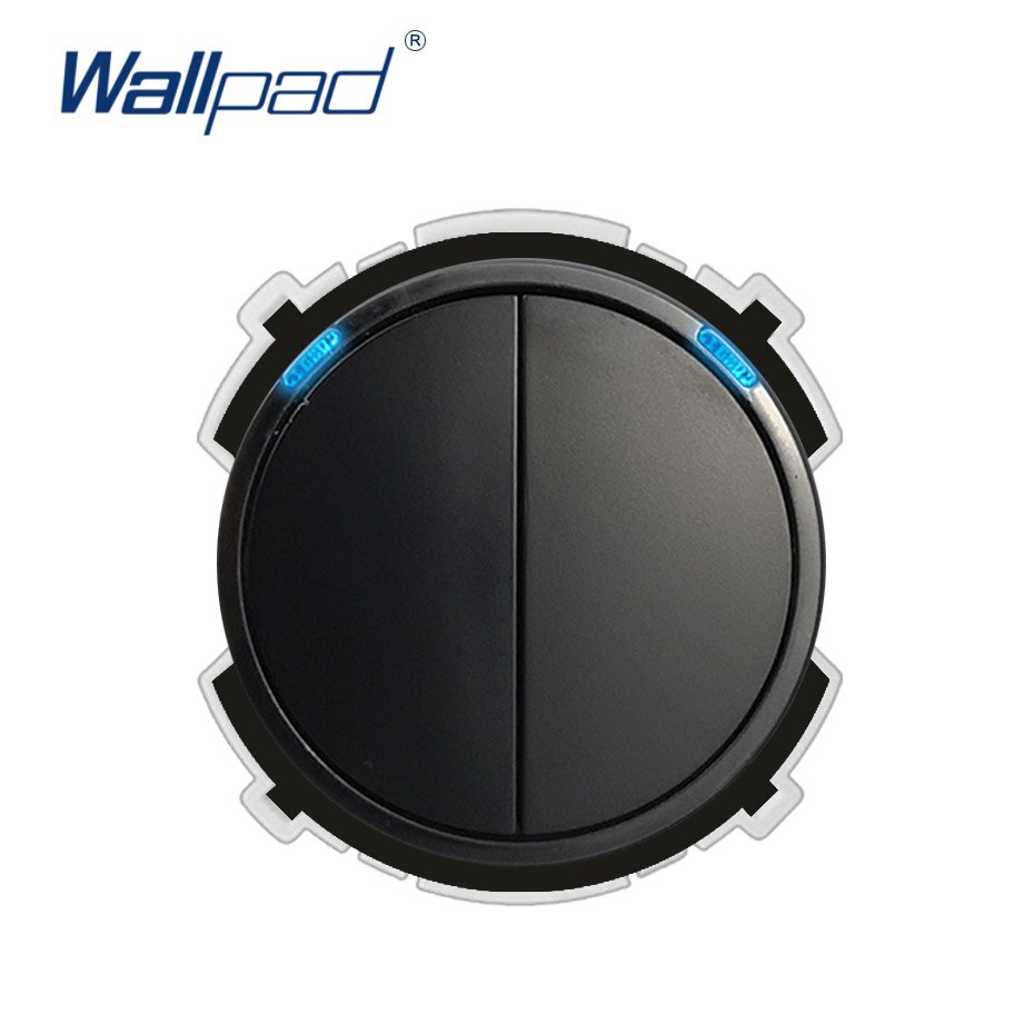 Wallpad 2 Gang 2 Way Wall Light Switch LED Indicator Function Key Only Free Combination: Black