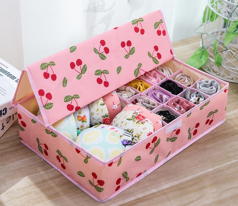 17 Cells Storage Boxes Drawer Divider With Lid for Bra Socks Underwear Storing Closet Organizers Home Storage Box 44.5*29*12.5CM