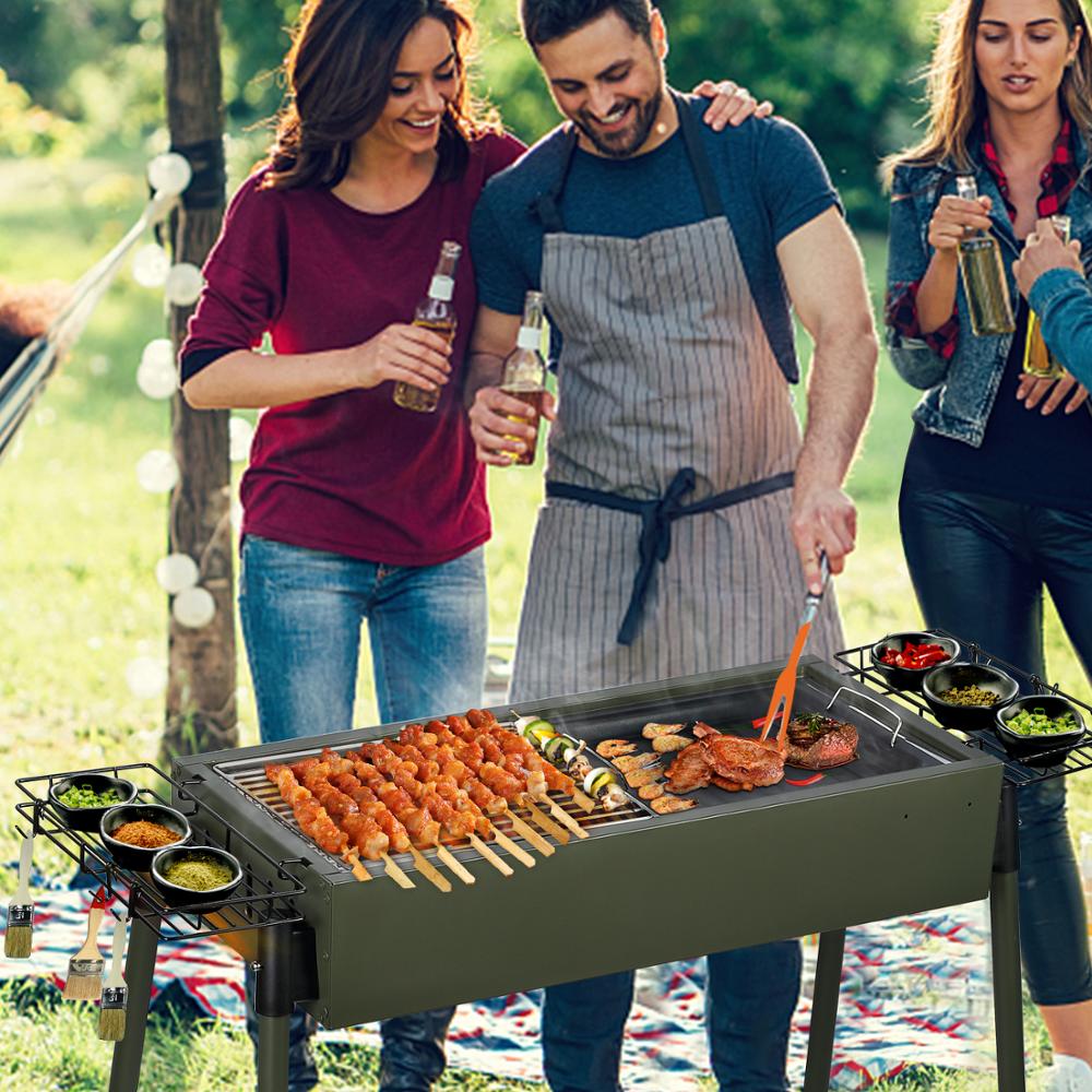 Barbecue d'extérieur pliable Portable en acier inoxydable, Barbecue à charbon de bois de jardin