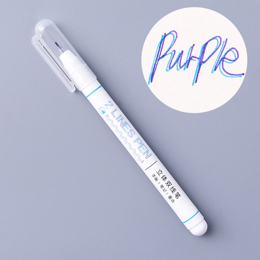 Bolígrafo Kawaii de doble línea, marcador de dibujo, caligrafía, letras, resaltador fluorescente de Color, bolígrafo para álbum de recortes, papelería escolar, 1 Uds.