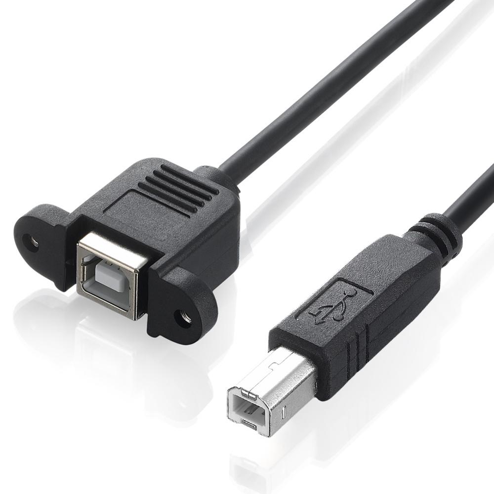 Bochara USB 2.0 Type B Male to Type B Female Printer Extension Cable With Panel Mount Screw Hole 30cm 50cm 100cm 150cm