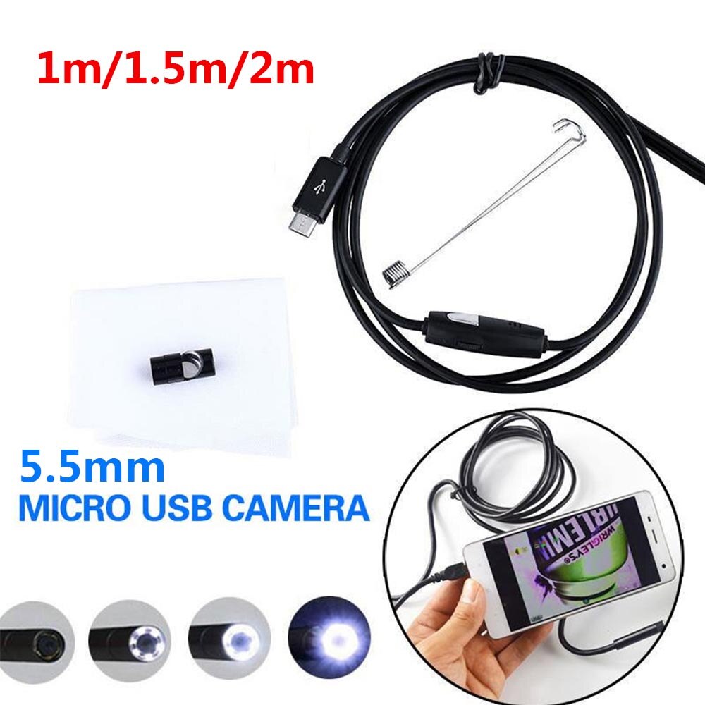 Caméra endoscopique Flexible IP67, étanche, pour Inspection, boroscope, pour ordinateur portable Android, 2M/1M/5.5mm/7mm, 6led réglables