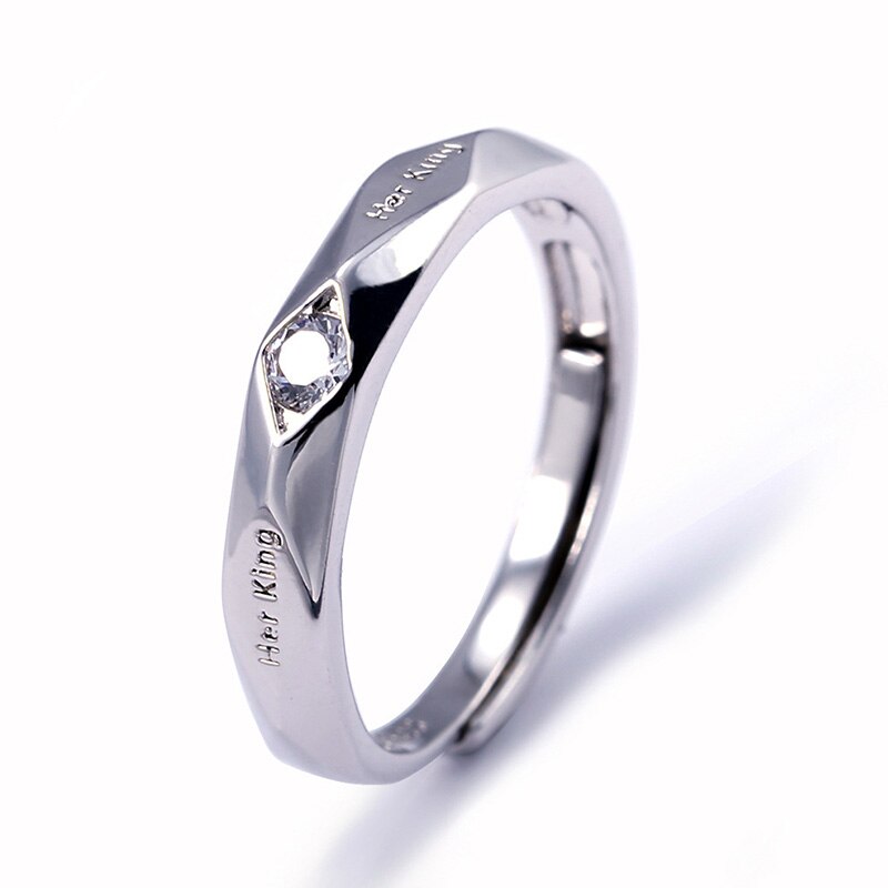 Haar Koning Zijn Koningin Paar Trouwringen Vrouwen Mannen Rhinestone Engagement Bands Romantische Sieraden Valentijnsdag