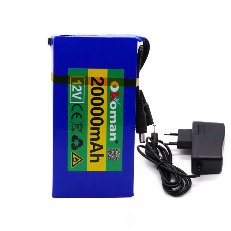 Super Rechargeable Portable Lithium-ion Battery DC 12V 20000mAh With US or EU Plug 12.6v 20Ah battery pack+charger