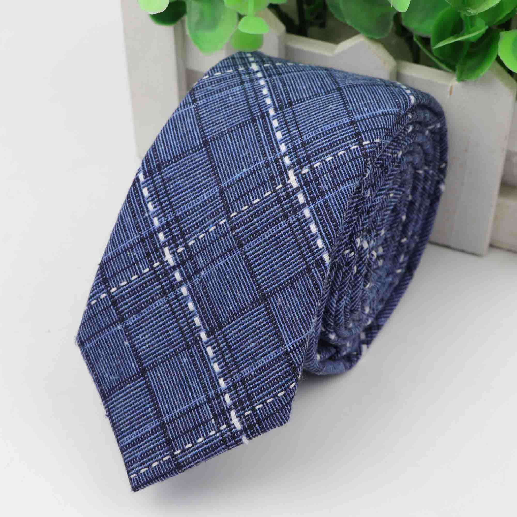 Cravate à carreaux pour hommes, cravate épaisse colorée, costume décontracté, nœuds papillon, coton Slim: 4