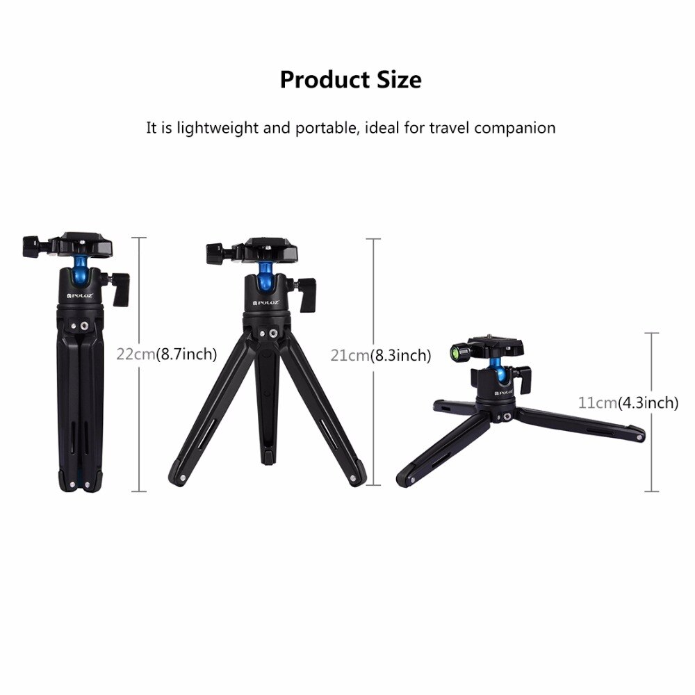 PULUZ – Mini trépied de poche pour photographie, appareil photo de bureau avec support de tête sphérique de 360 pouces, monopode Macro pour Canon Nikon Sony DSLR