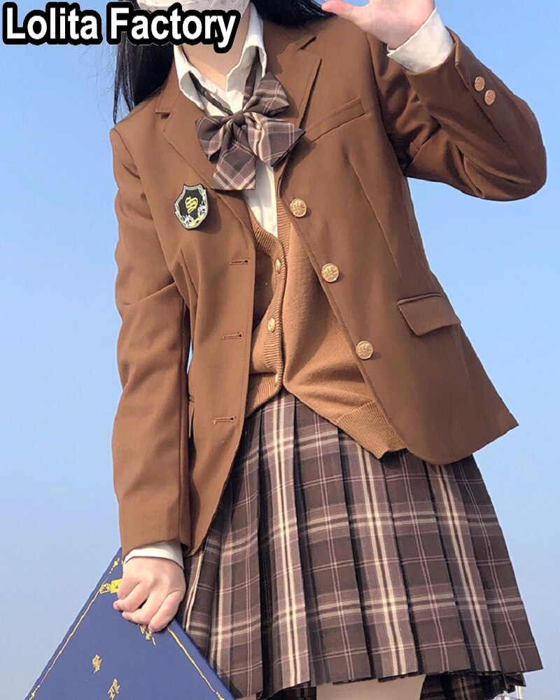 Japanese Women JK Blazer Suit jacket spring autumn High School Uniform for Students Girl coat Outwear College Style blazers Suit
