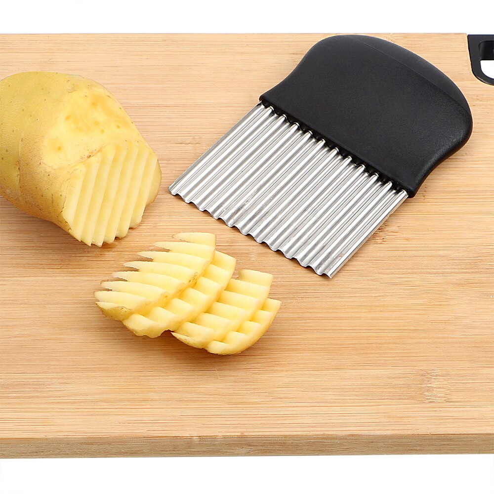 HILIFE French Fry Vegetable Cutter Potato Stainless Steel Wavy Edged Peeler Cutter Banana Fruits Potato Slicing Knife Chopper