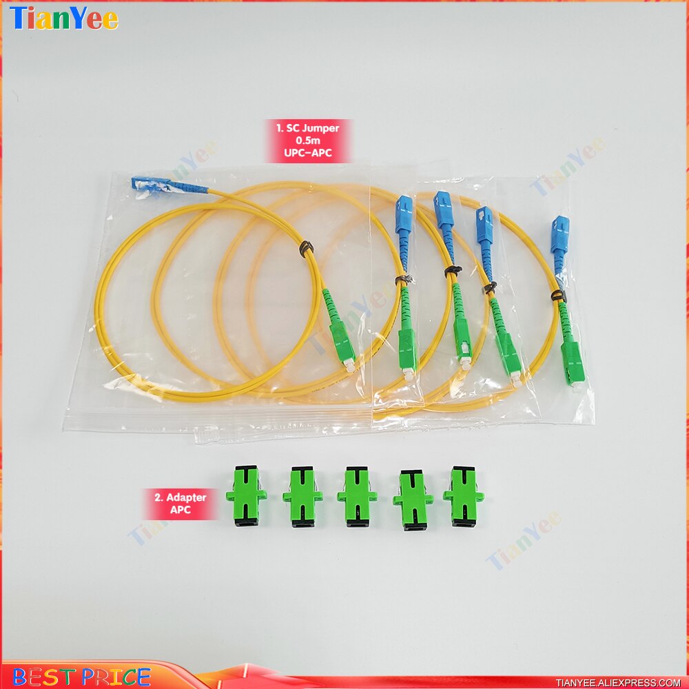 5pcs ONU SC UPC to APC adapter cable ONT NU connection Universal SC/UPC-SC/APC 0.5m Jumper + APC Adapter Suit: Default Title