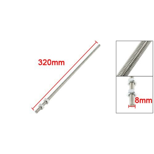 LHLL-320mm x M8 Stainless Steel Thread Bar Stock Rod Silver Tone