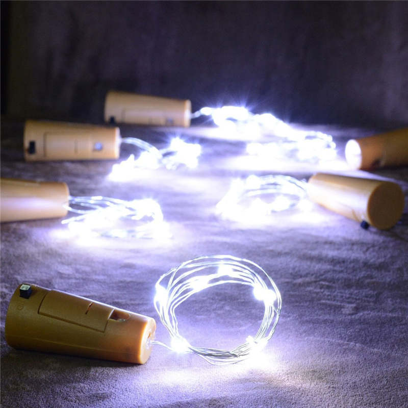 Warm Solar Wijn Fles Kurk Vormige String Licht 8 Led Fairy String Base Lamp Licht Slingers Bal Wit Outdoor Bruiloft 19feb15: B