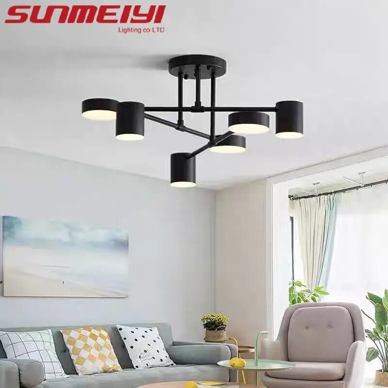 Candelabro LED nórdico de hierro giratorio, iluminación interior para sala de estar, dormitorio, estudio, comedor, vestíbulo del Hotel, luminaria