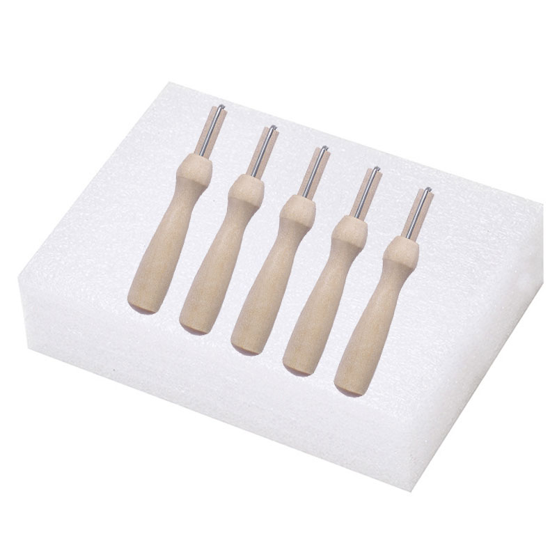 6 stuks vilten wollen vilt stof gereedschap houten handvat houder prikpapier chip vingerbed vilt handwerk wollen vilt gereedschap mat