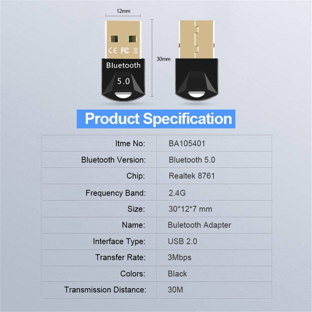 Mini Usb Bluetooth Adapter 5.0 Bluetooth-Compatibele Ontvanger V5.0 Dongle High Speed Zender Voor Pc Laptop Computer