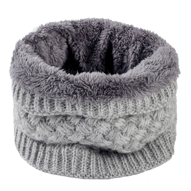 Winter Ladies Pink Red Warm Elastic Thick Knitted Circle Scarf Ring Women Men Faux Fur Neck Collar Warmer Plush Scarves: Gray