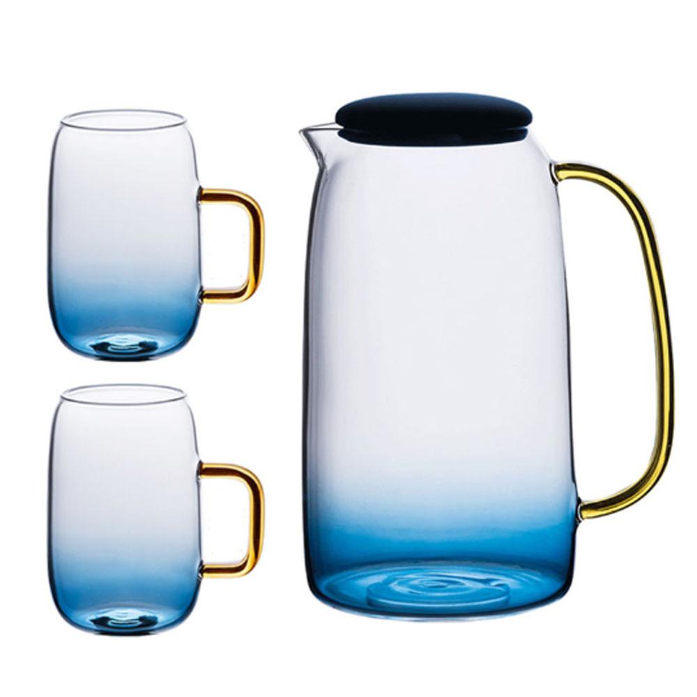 5 Stks/set Hoge Borosilicaatglas 1.5L Water Pot 300 Ml Water Cup Set Grote Capaciteit Hittebestendig Nordic sap Koud Water Ketel: 3pcs as show