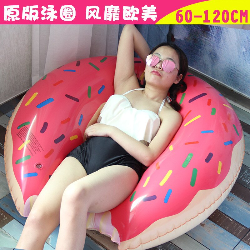 Donut-flotador inflable gigante para piscina, colchón inflable de juguete de agua para verano, en la playa, 60-120