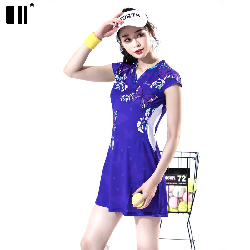 Mulher verão novo badminton vestido de secagem rápida esportes vestido de tênis roupas femininas terno com shorts de segurança: M