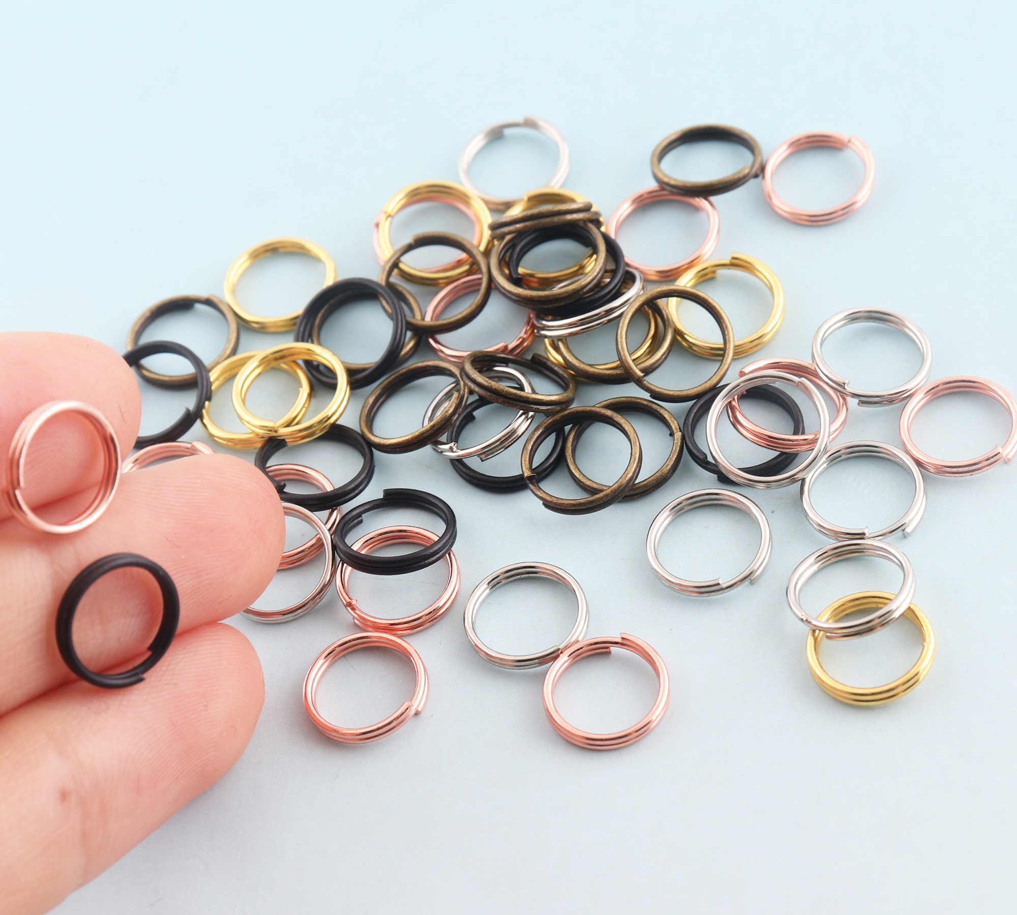 100 st delade ringar, 8mm/10mm nyckelringar i roséguld, hoppringar i metall, nyckelring för smyckestillverkning, tillbehör