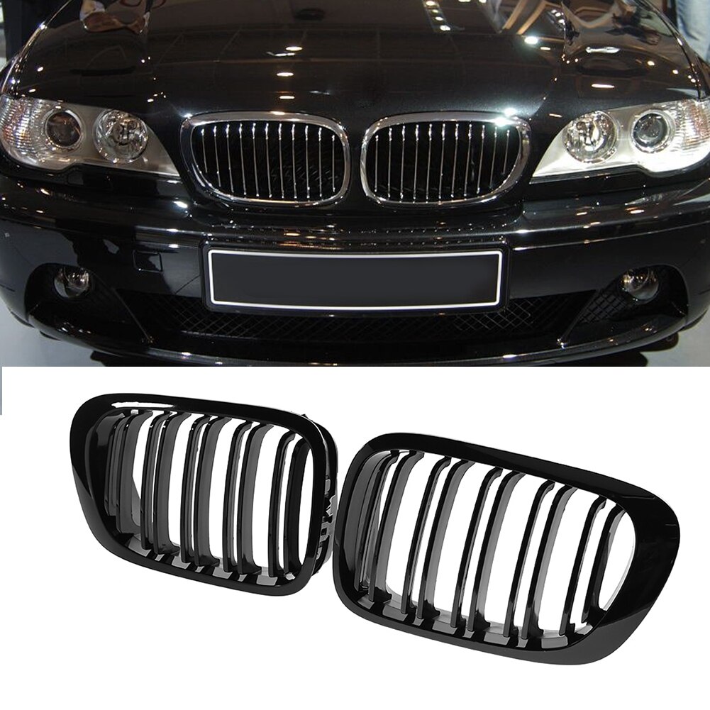 Rejilla delantera de riñón doble para BMW, accesorio de recambio de rejilla delantera para BMW E46 serie 3, 318i, 320i, 325i, 330i, 4 puertas, Años 1998 a 2001