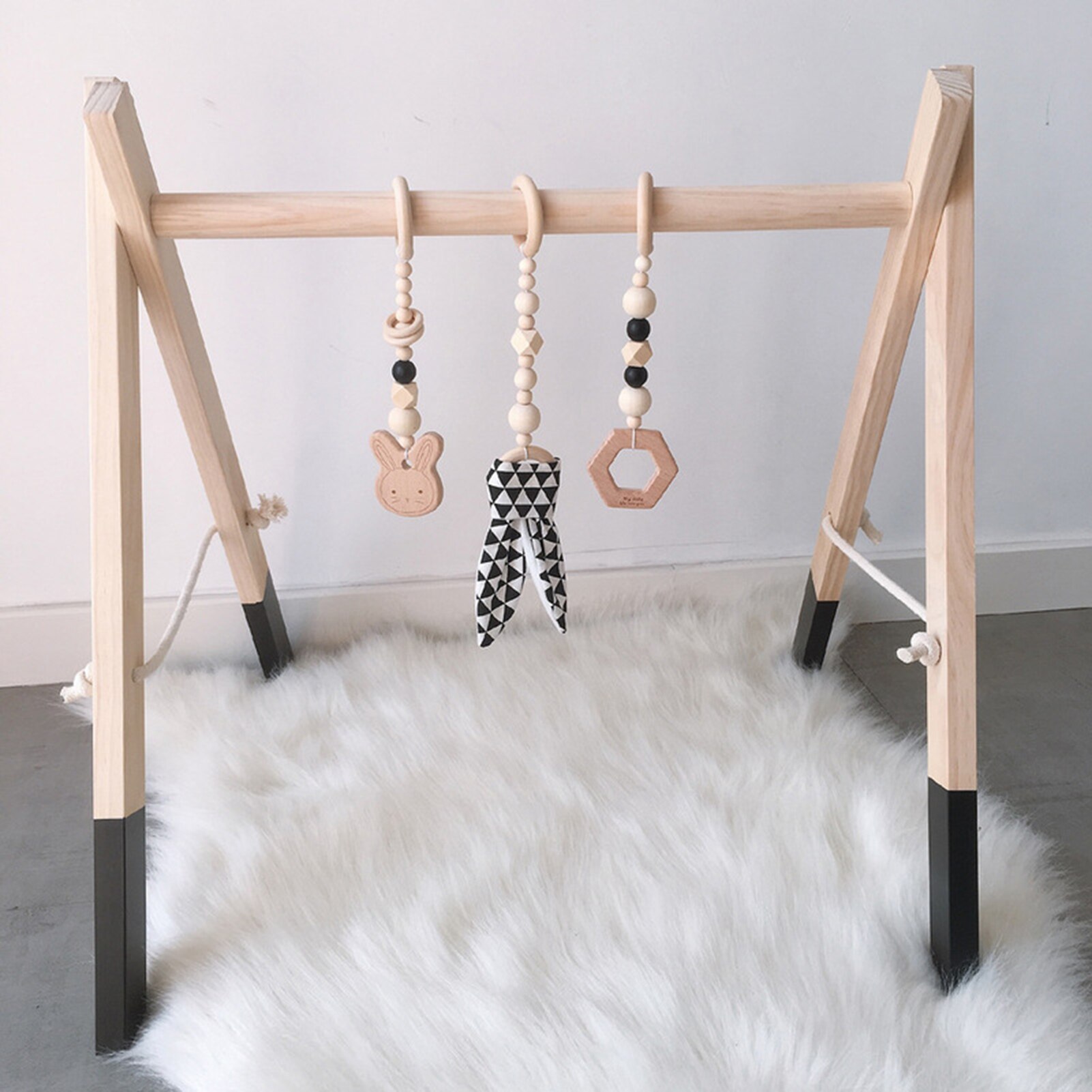 Nordic Houten Baby Activiteit Gym Spelen Kwekerij Zintuiglijke Ring-Pull Speelgoed Fitness Frame Kamer Decor Kleding Rack Speelgoed Voor kinderen