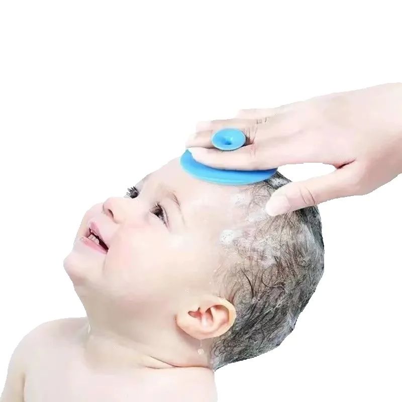 10 STKS Babyshampoo Borstel gezichts siliconen body scrubber gezicht siliconen massage reinigingsborstels Babybadborstel Zacht Haar Rond