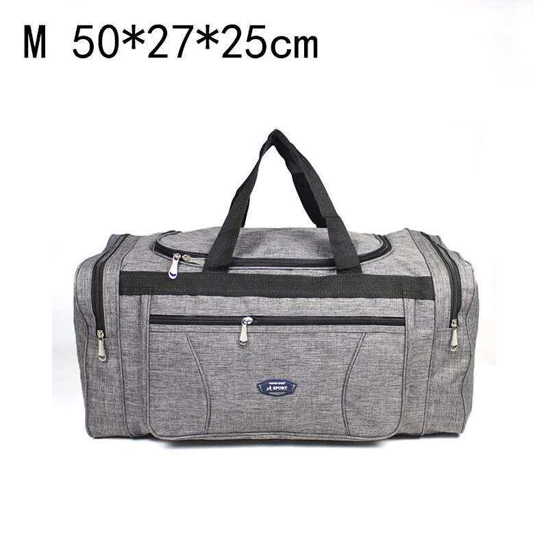 Large Capacity Men&#39;s Travel Bag Trip Women Waterproof Big Duffle Bag Weekend Storage Shoulder Hand Luggage Bags 4 Sizes: M 50x27x25cm Gray