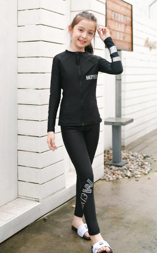 Meiyier koreaanse grote kinder rashguard meisjes jongens lange mouwen uv badpak kinder surfkleding 2-15 jaar: 1 / 14