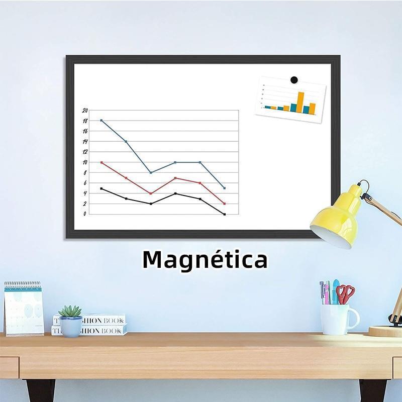 MP Pizarra Blanca con Marco de Madera Resistente Tablero Pared Magnética Decoración Escritura Fácil Instalación Borrar Oficina Escuela Hogar Tienda 3 Tamaños Grande Pequeña con Rotuladores Suministro Accesorio