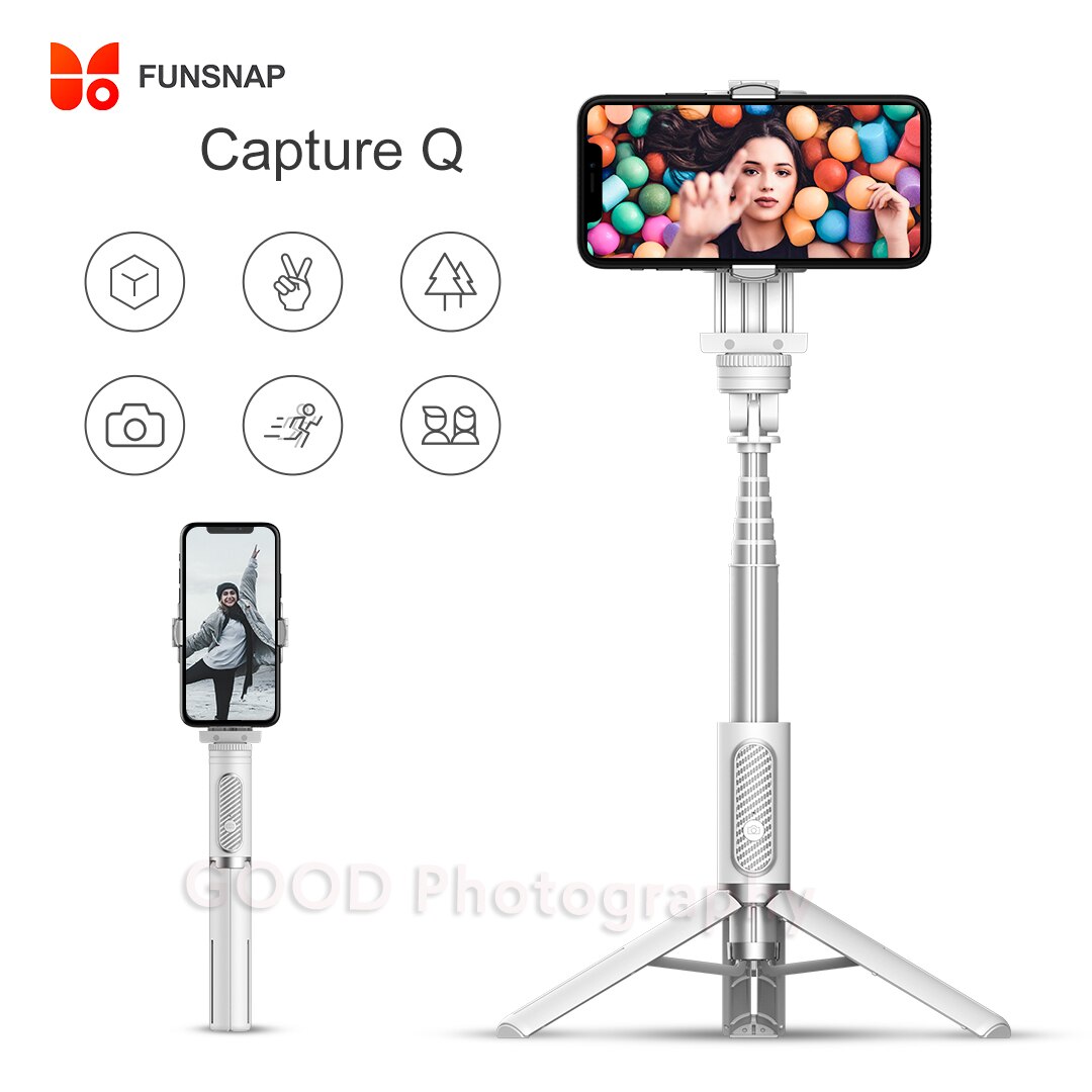 FUNSNAP – trépied Bluetooth Capture Q stabilisateur de cardan, Extension de poignée de poche, bâton de Selfie pour Smartphone iOS Android pour Traval