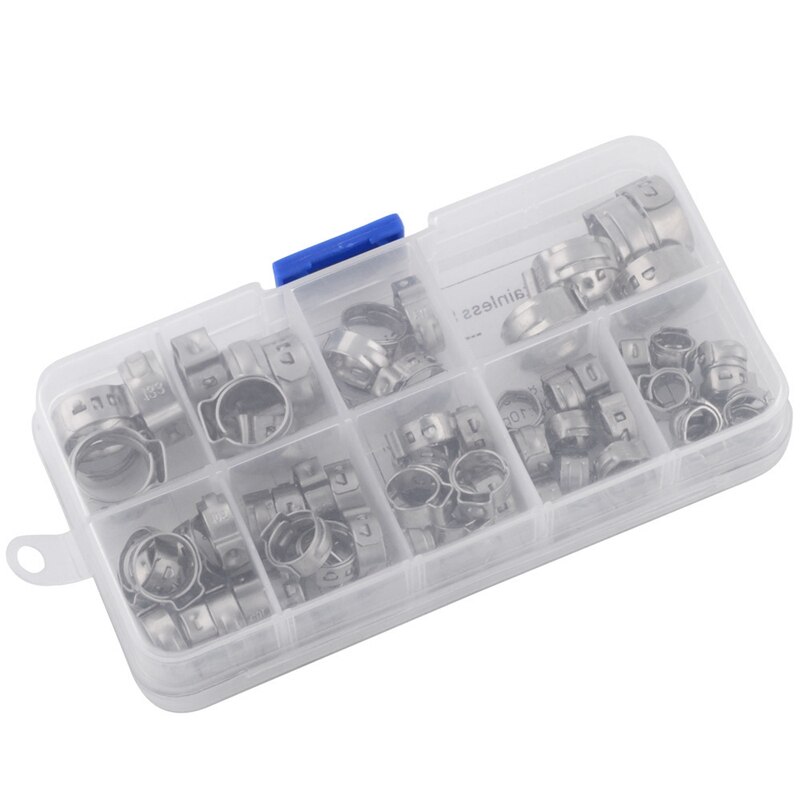 70 pièces/ensemble colliers de serrage simple oreille tuyau colliers de carburant assortiment pour tuyau hydraulique carburant 5.3-14.0Mm