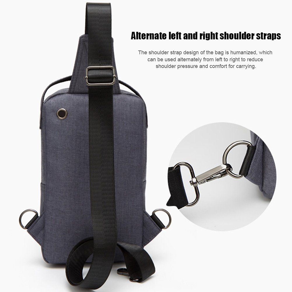 Mens Chest Bag Small Canvas Shoulder Backpack Sling Cross Body Zipper Travel Bag