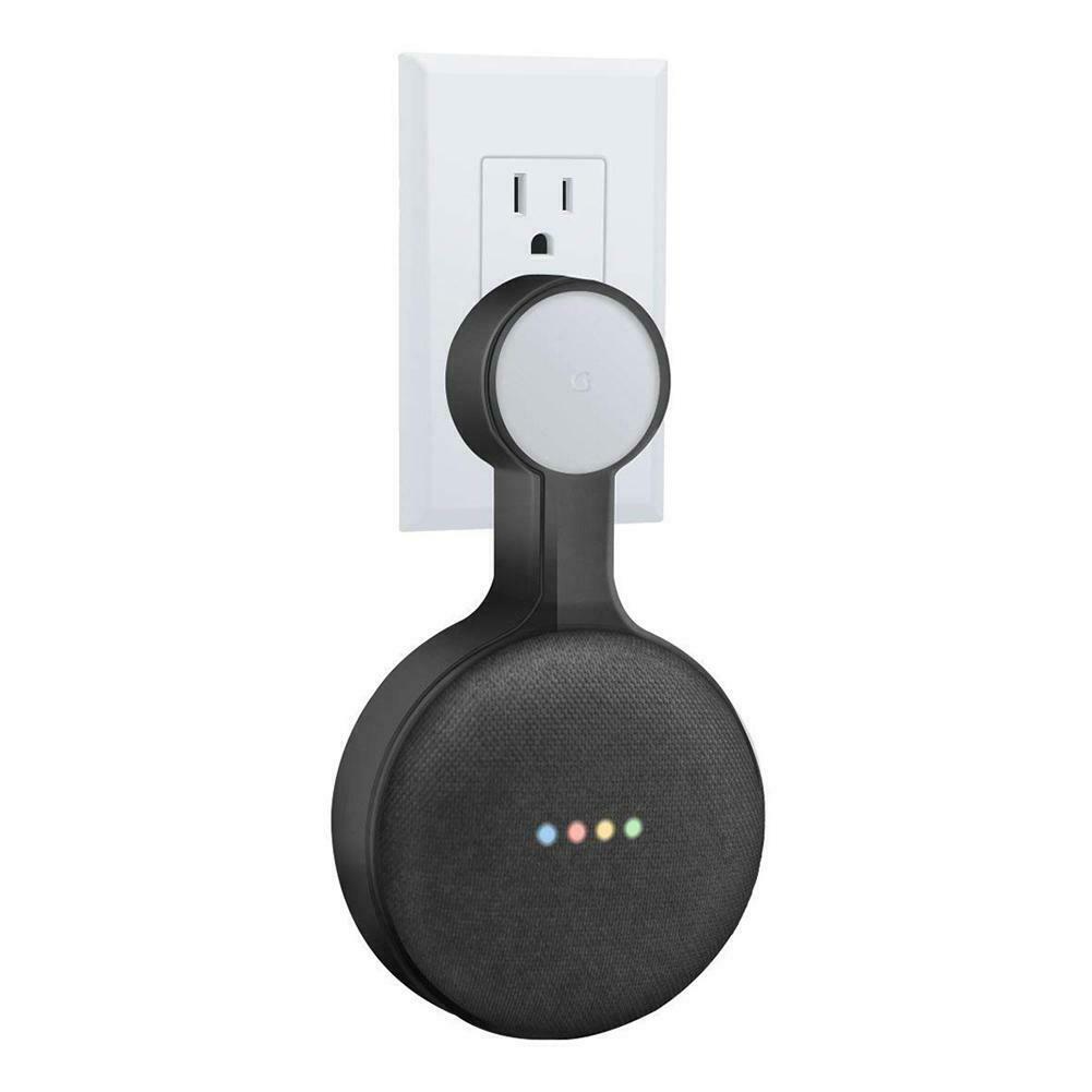 For Google Home Mini Voice Assistant Wall Mount Stand Bracket Kitchen Bedroom Bathroom Office Outlet Wall Mount Google Holder: Black