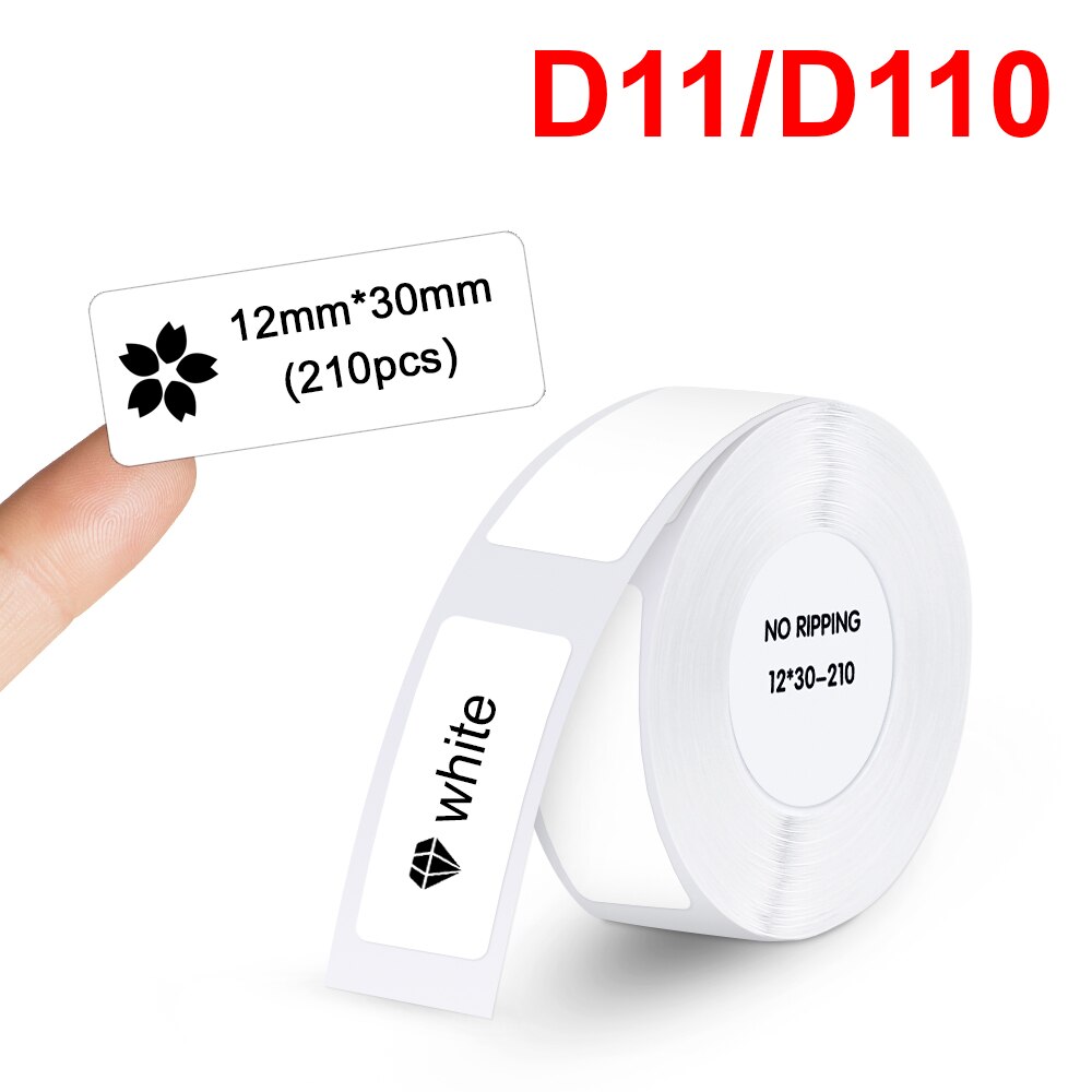 Niimbot D11 D110 Etikett Papier 15mm 50mm Wasserdicht Klebstoff D11 Etikett Aufkleber DIY Name Aufkleber für Mini Tragbare d11 Etikett Hersteller: 12x30mm 210Stck