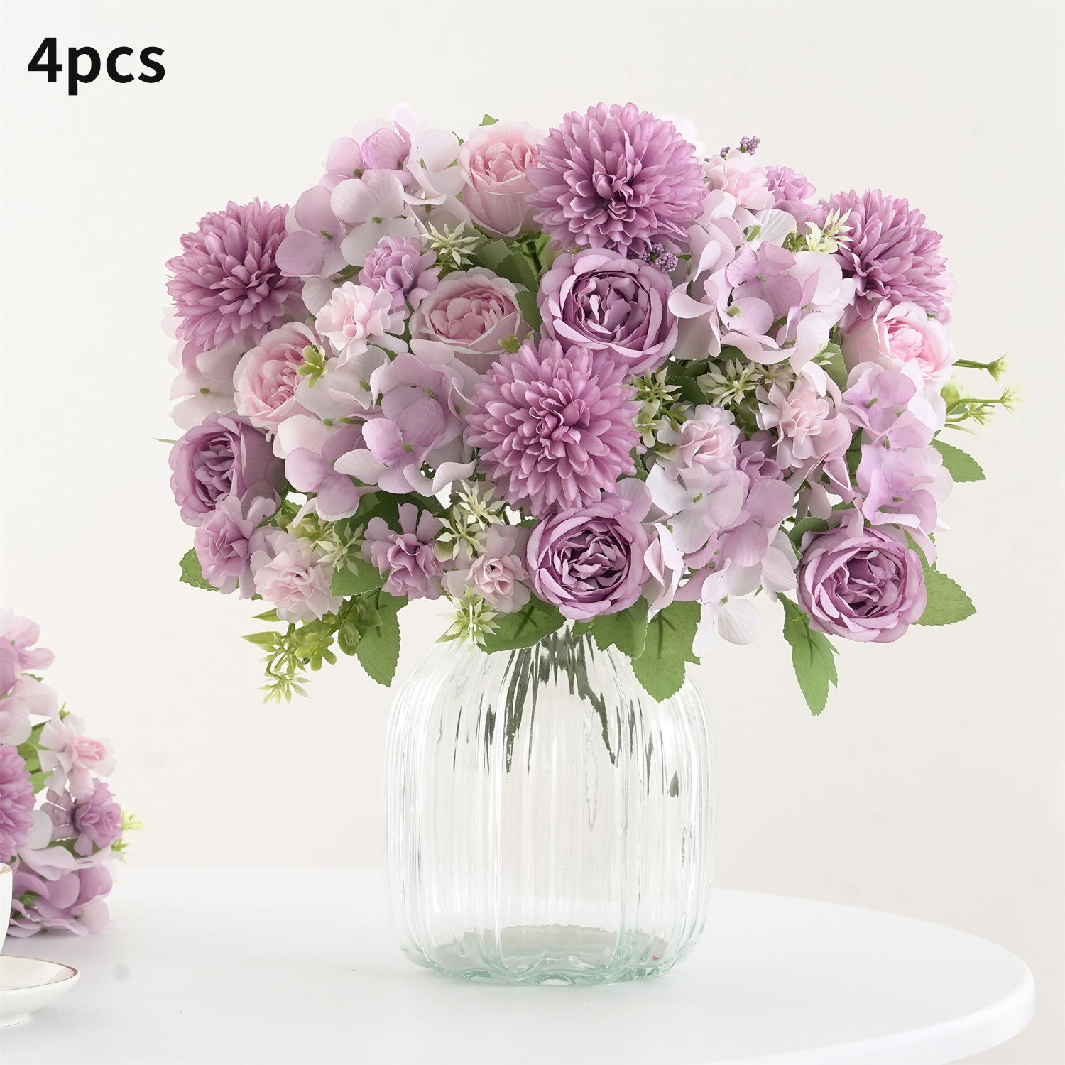 Ramo de flores artificiales realista de 1/4 Uds., ramos reutilizables de hortensias y crisantemos de peonía sintética con tallo, decoración para la habitación del hogar