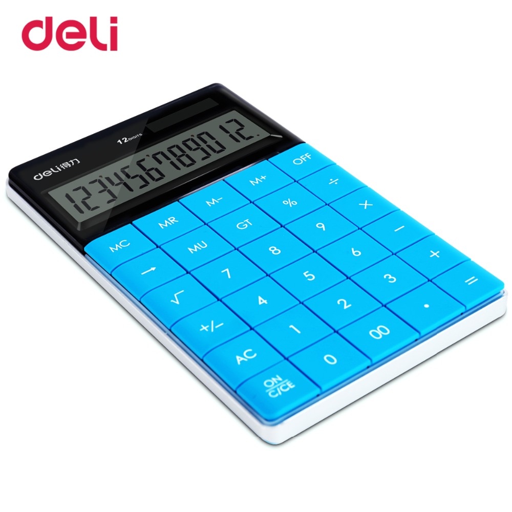 Deli cute rimless solar coin battery dual power supply calculator for office desk supplyschool stationery for kid