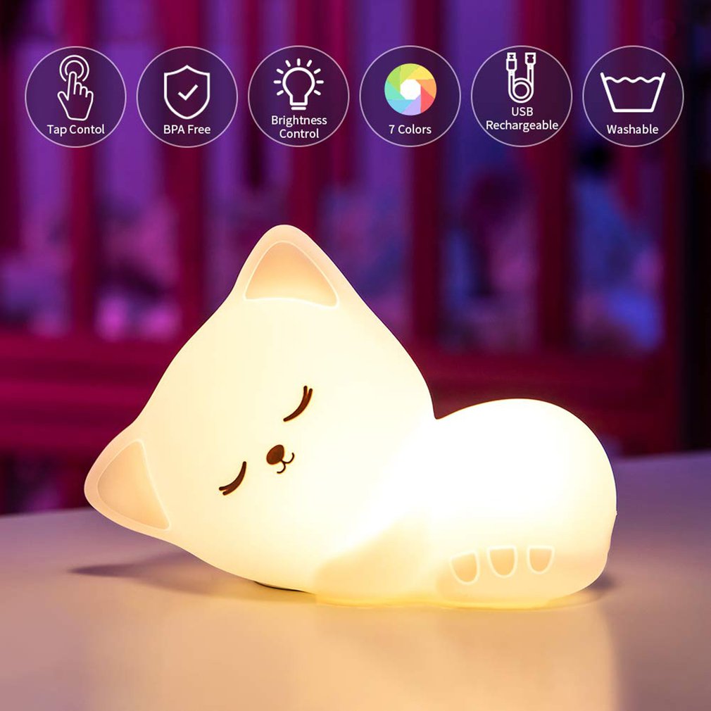 Beer Led Nachtlampje Touch Sensor Afstandsbediening 7 Kleuren Dimbare Timer Usb Oplaadbare Siliconen Bedlampje Voor Kinderen: Default Title