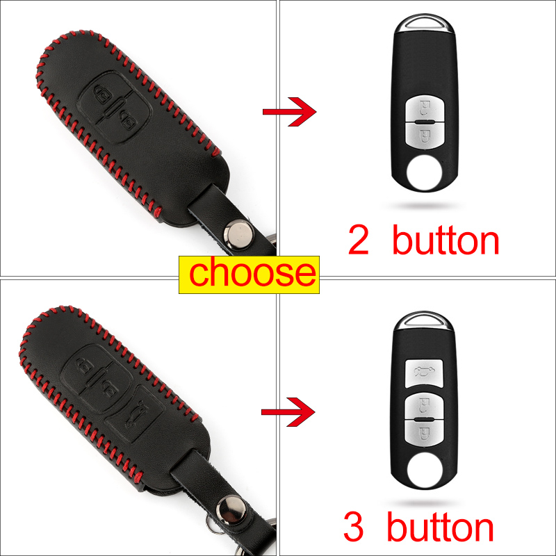 Lederen Auto Remote Key Case Cover Voor Mazda 2 3 6 Atenza Axela Demio CX-5 CX5 CX-3 CX7 CX-9 Accessoires