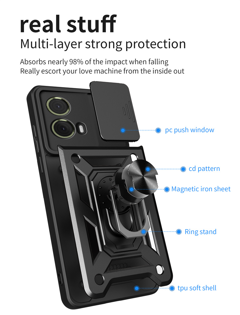 Shockproof Armor Case For Motorola Moto G05 G15 G35 G55 G75 G85 5G G 05 15 35 75 85 Cover Ring Magnetic Stand Holder Coque Funda