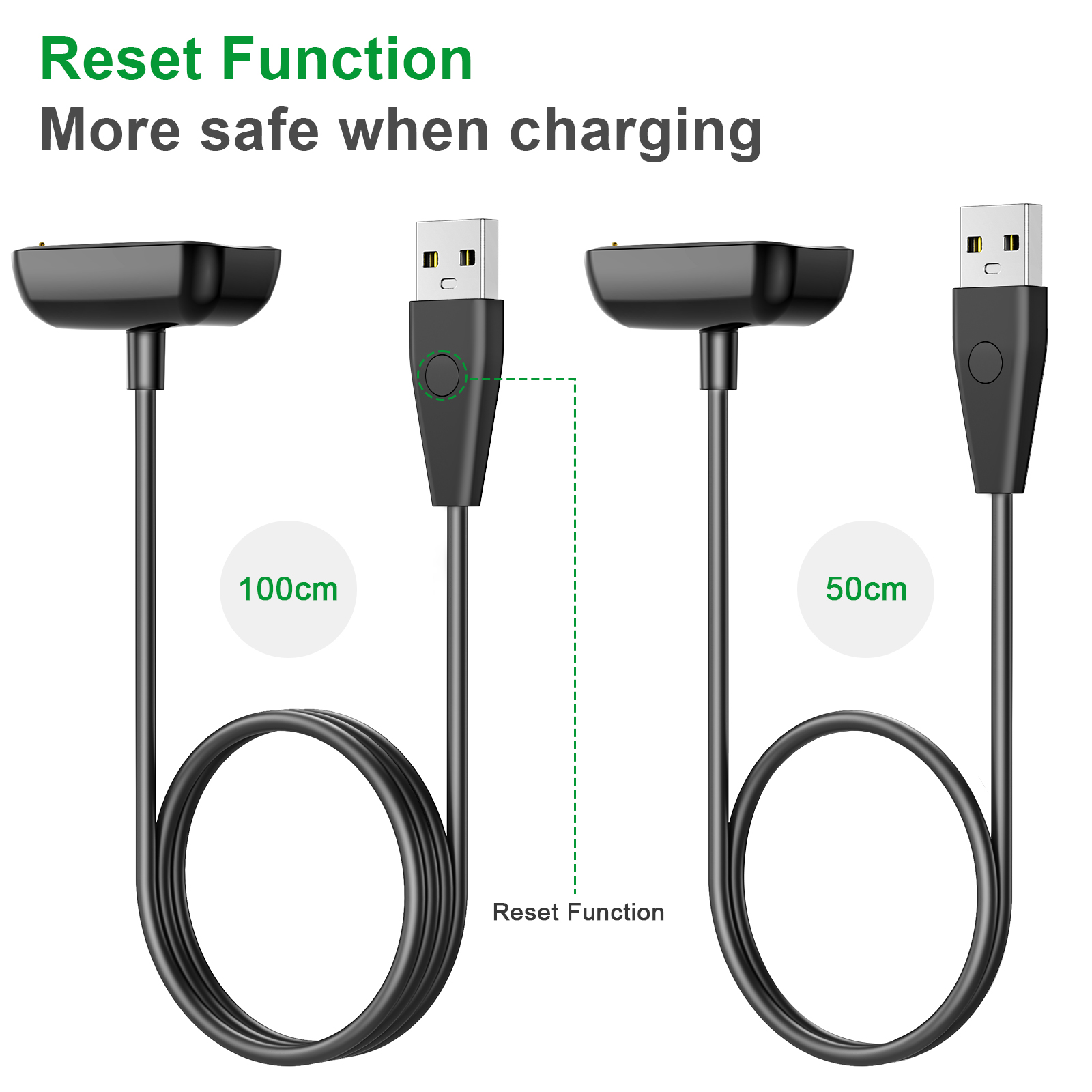 100 cm/50 cm USB-oplader voor Fitbit Charge 5 Oplaadkabel voor Fitbit Luxe USB-oplaadlader Dock met resetfunctie
