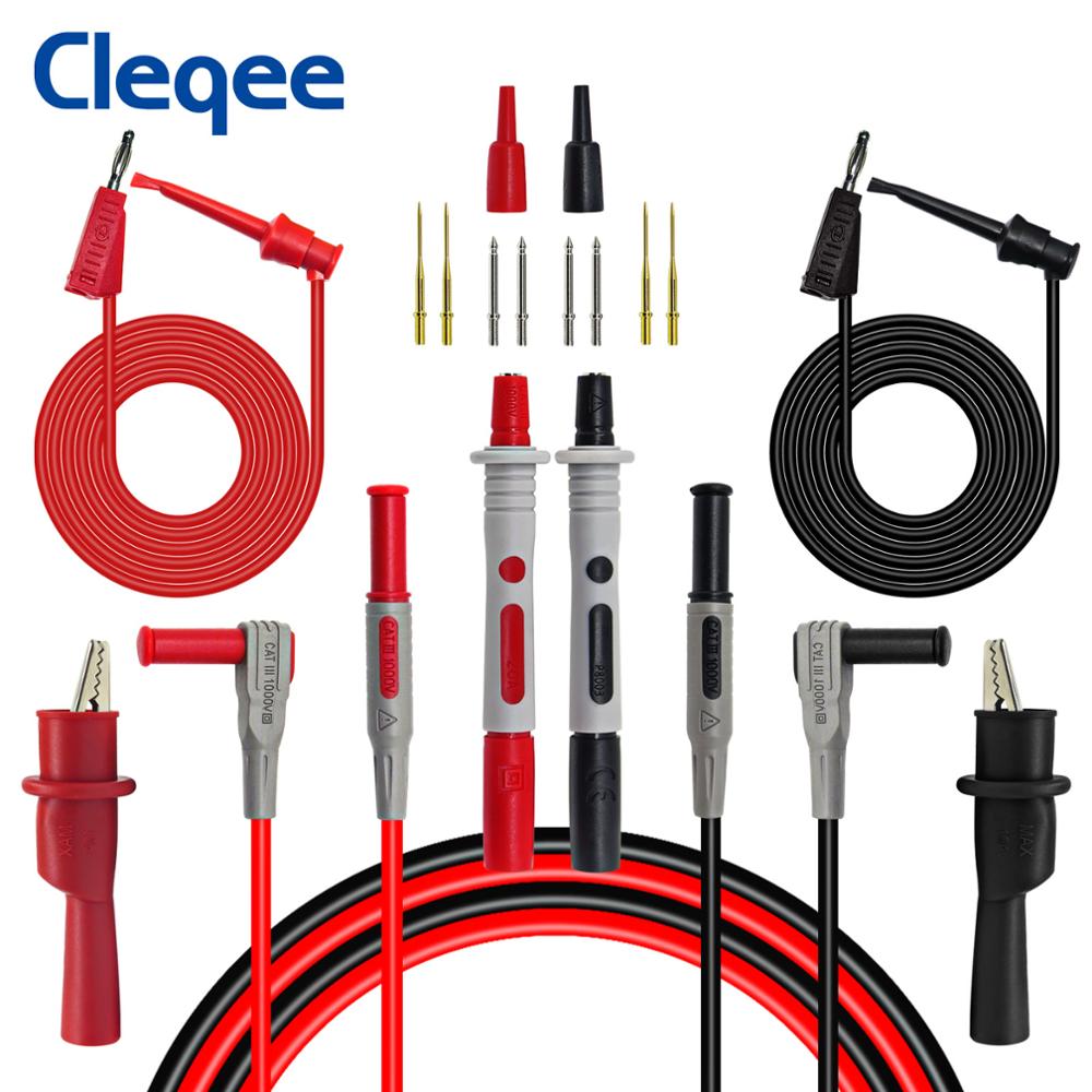 Cleqee-Kit de conductores para hacer pruebas, juego de conector banana de 4mm para probar enganches de cables, multímetro reemplazable, sonda de prueba, pieza de contacto, 18 piezas, P1308B: Default Title