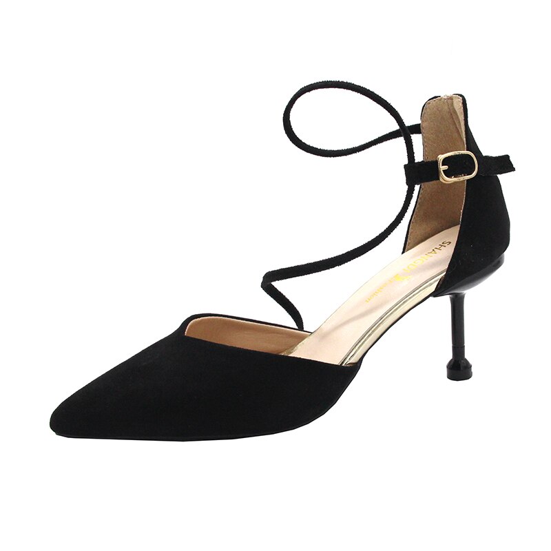 Dames zomer muiltjes slippers hoge hakken dames klinknagels puntige neus vreemde stijl buiten schoenen voor meisjes vrouw: Zwart / 40