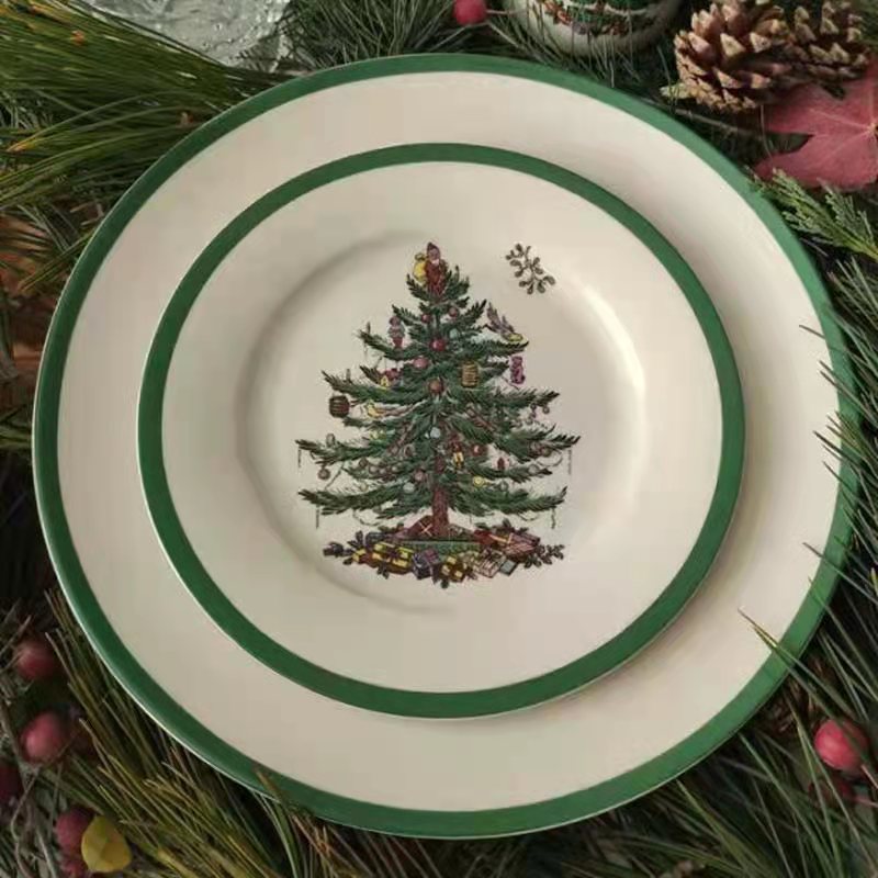 Nordic Salad Plate Christmas Ceramic Cute Noel Christmas Decoration Breakfast Dish Christmas Dinner Plates VVajilla Посуд