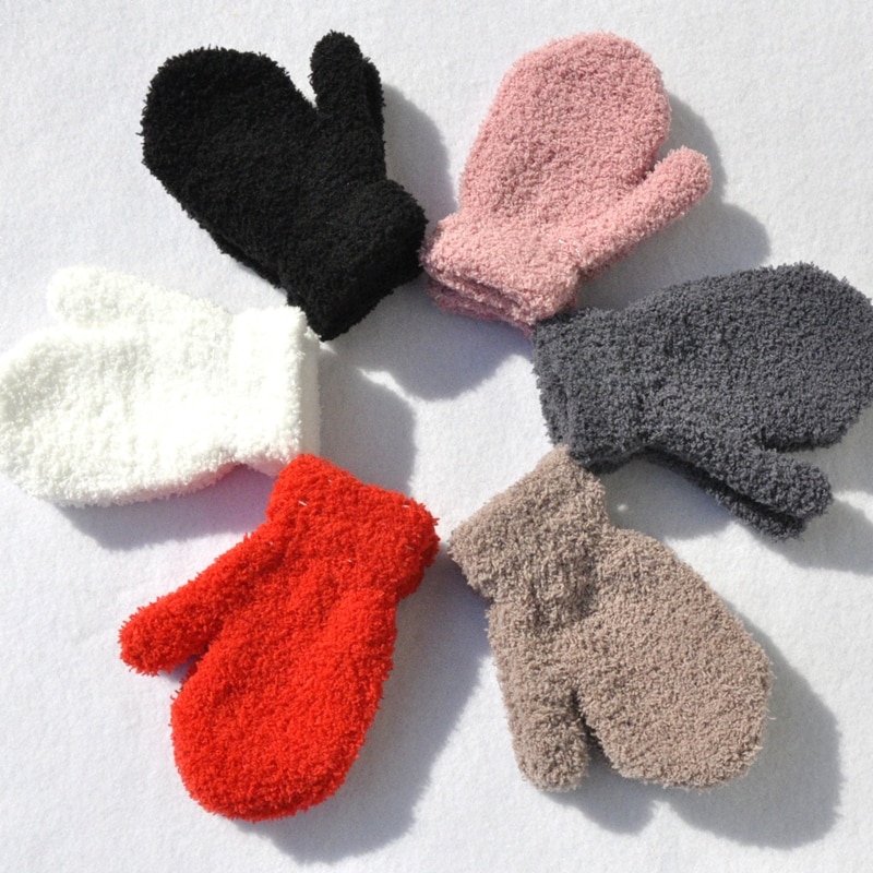 Gants polaires corail, doux et chauds, pour garçon et fille,mitaines d'hiver épaisses, doigt complet, pour bébé, nouveaux, tendance,