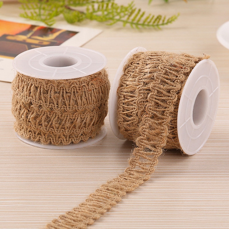 Rubans hessiens en toile de Jute naturelle, 5M, ficelle de lin, ficelle pour , emballage, fête de mariage, bricolage, ruban en lin décoratif