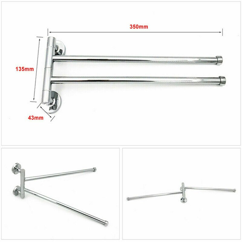2/3/4 Swing Arm Towel Rack Wall Mounted Stainless Steel Storage Holder Bathroom Towel Holder Bar Rails Rack Bathroom Towel Rack