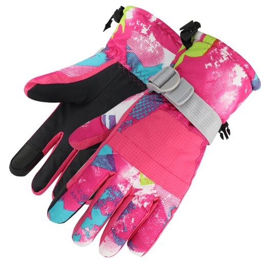 Handschuhe warm Und Samt Winter draussen Reiten Ski Handschuhe Graffiti Sport Wasserdicht Nicht-Unterhose Bergsteigen Touchscreen Handschuhe: Rosa eins Größe / L