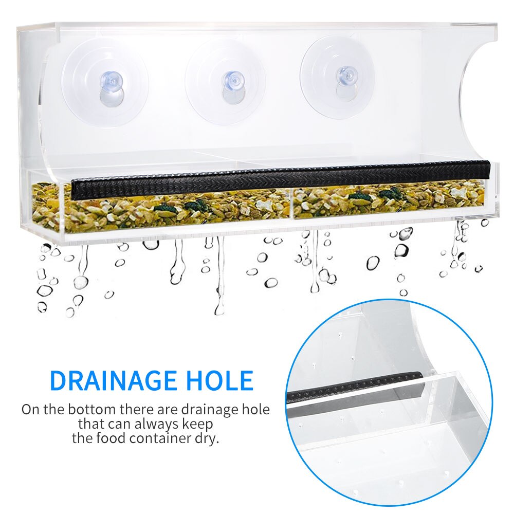 Bird Feeder Acrylic Transparent Window Viewing Bird Feeders House Birdhouse Pet Water Feeder Suction Cup Mount House Type Feeder