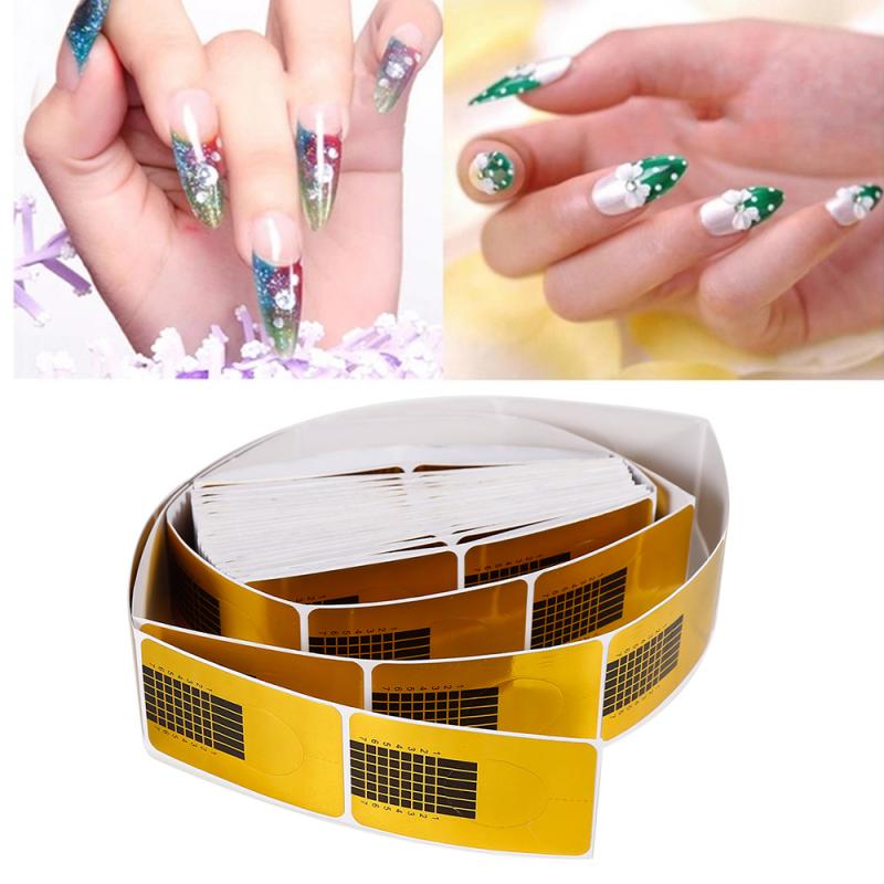 Elecool 100/50Pcs Golden Horseshoe Vorm Nail Vormen Nail Art Sculpting Acryl Uv Gel Tips Nail Uitbreiding Vorm diy Gids Stencil