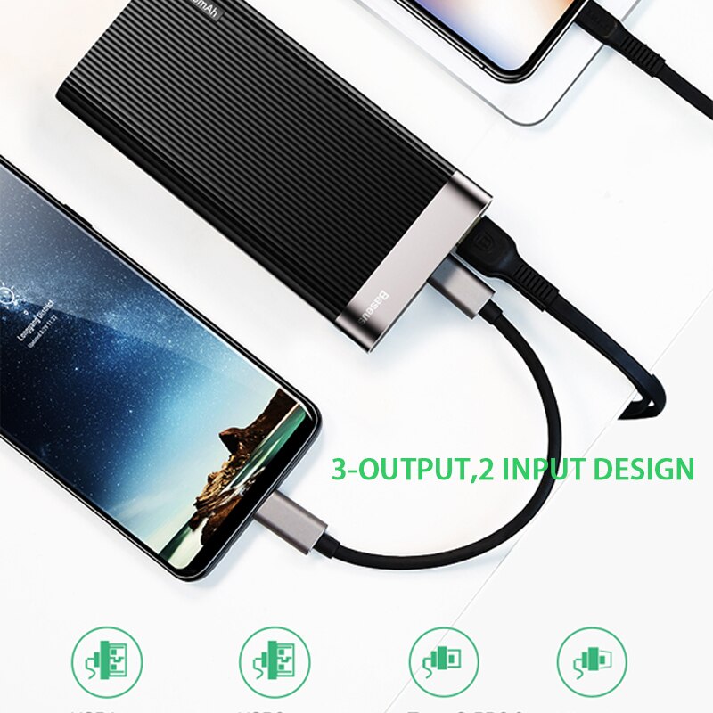 Baseus 20000 Mah Power Bank Snel Opladen Externe Batterij Draagbare Powerbank Type-C Pd QC3.0 Snel Opladen 18W voor Xiaomi Voor Ip